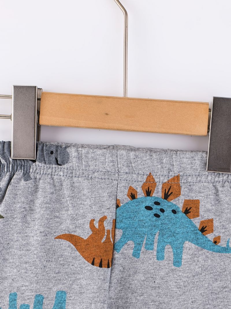 2ks Chlapci Roztomilý Dinosaurus Kreslený Potisk Mikina S Dlouhým Rukávem Top Elastický Pas Kalhoty Set Oblečení