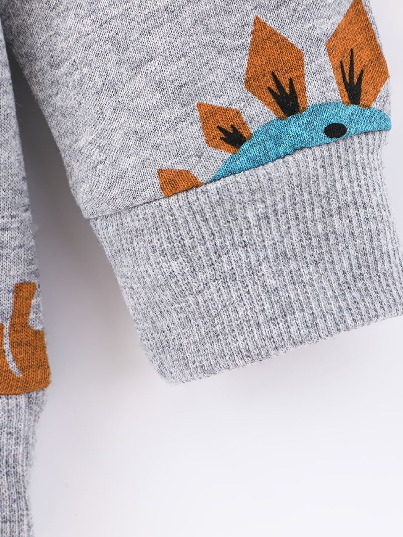 2ks Chlapci Roztomilý Dinosaurus Kreslený Potisk Mikina S Dlouhým Rukávem Top Elastický Pas Kalhoty Set Oblečení