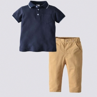 2ks Chlapci Short Sleeve Polo Shirt Casual Kalts Set