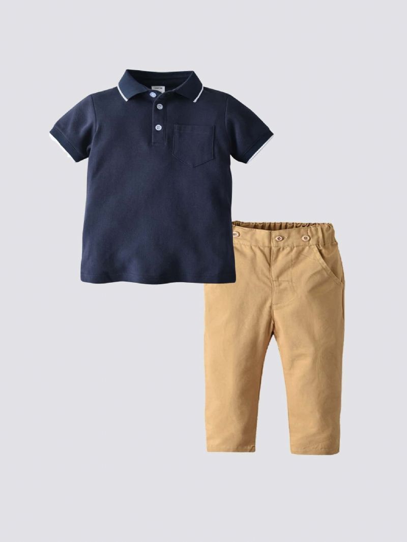 2ks Chlapci Short Sleeve Polo Shirt Casual Kalts Set