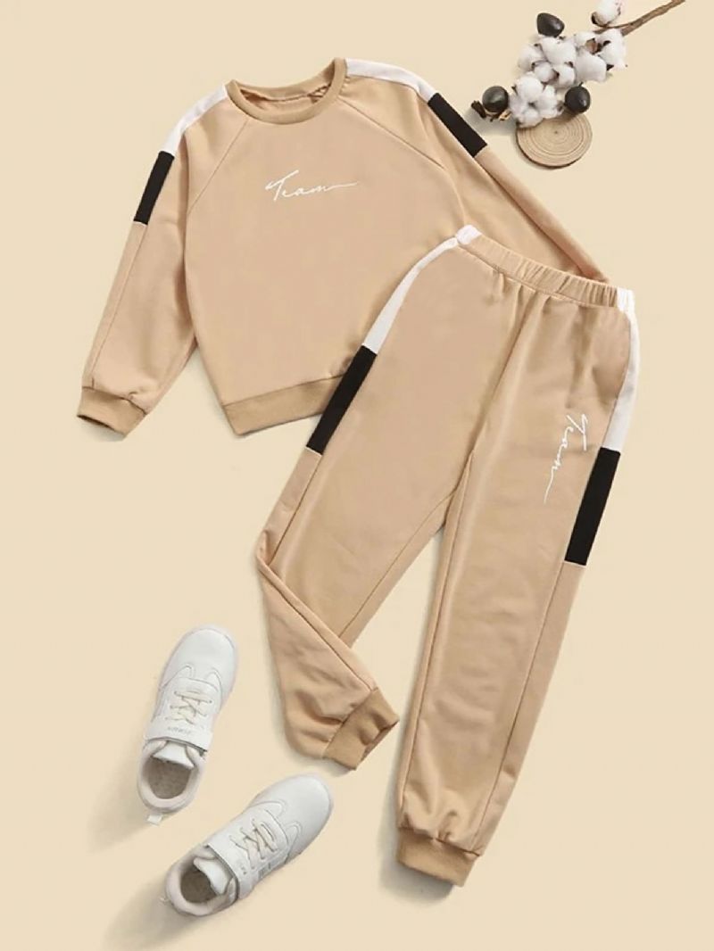 2ks Chlapecká Podzimní Sada S Dlouhým Rukávem Dětská Colorblock Móda Sport Neformální