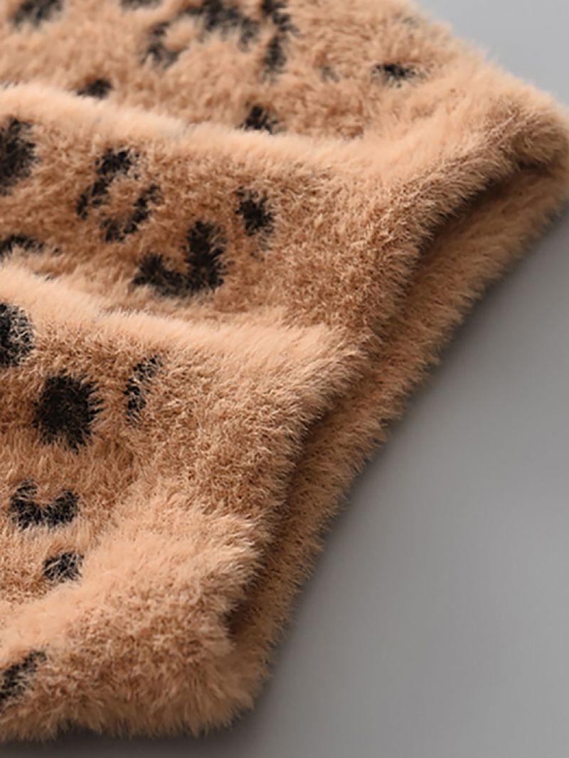 2ks Dětská Sukně Sada Podzim Zima Děti Zvířecí Vzor Svetr Z Norkového Fleece Leopardí