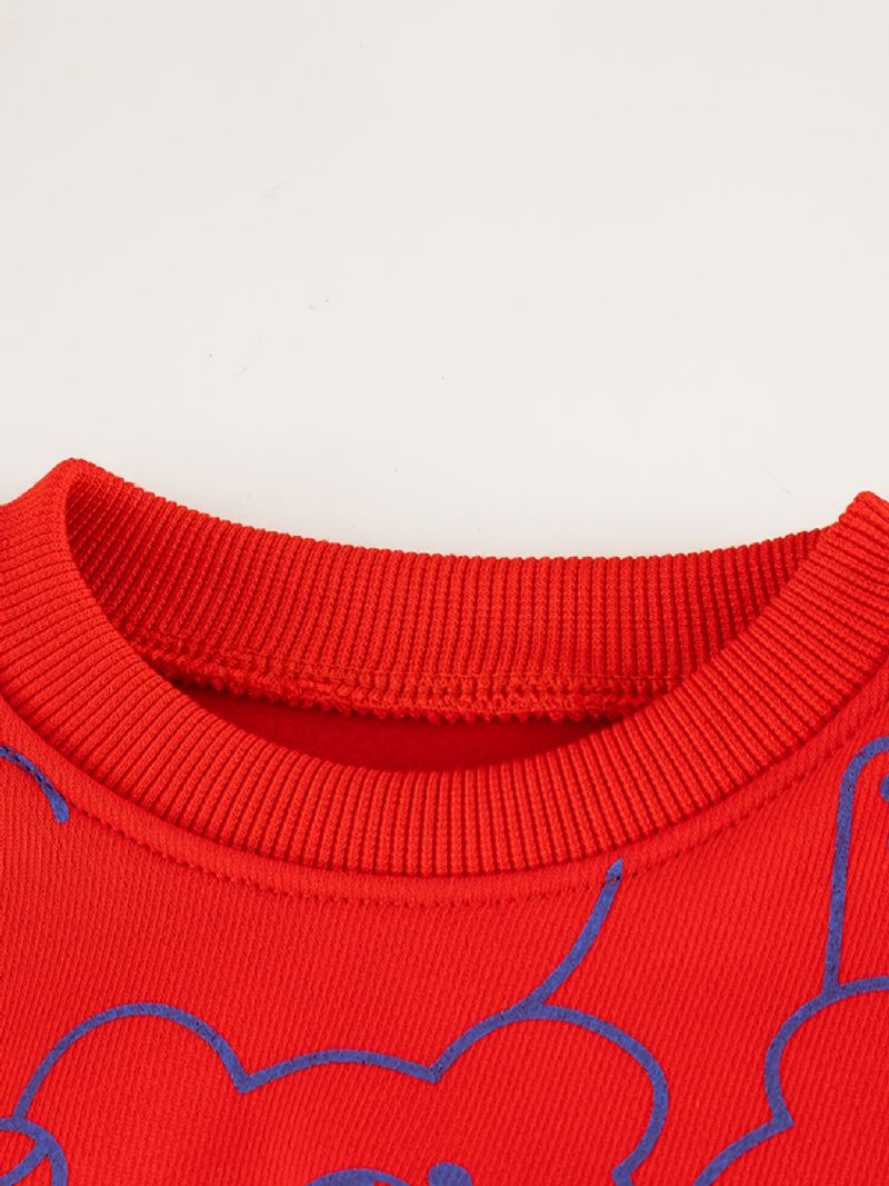 2ks Děťátko Chlapci Bear Print Pullover S Kulatým Výstřihem Mikina A Kalhoty S Dlouhým Rukávem Dětské Oblečení