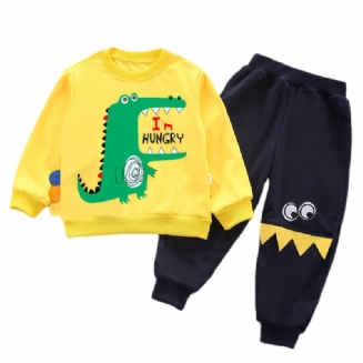 2ks Děťátko Chlapci Kreslený Dinosaurus S Potiskem Pulovr S Kulatým Výstřihem Dlouhý Rukáv Mikina A Kalhoty Sada Dětského Oblečení