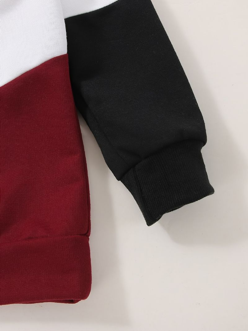 2ks Děťátko Chlapci Splicing Pullover S Kulatým Výstřihem Mikina A Kalhoty S Dlouhým Rukávem Dětské Oblečení