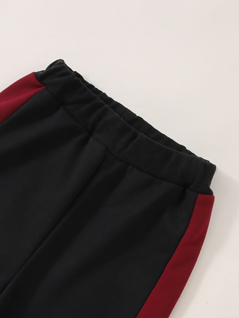 2ks Děťátko Chlapci Splicing Pullover S Kulatým Výstřihem Mikina A Kalhoty S Dlouhým Rukávem Dětské Oblečení