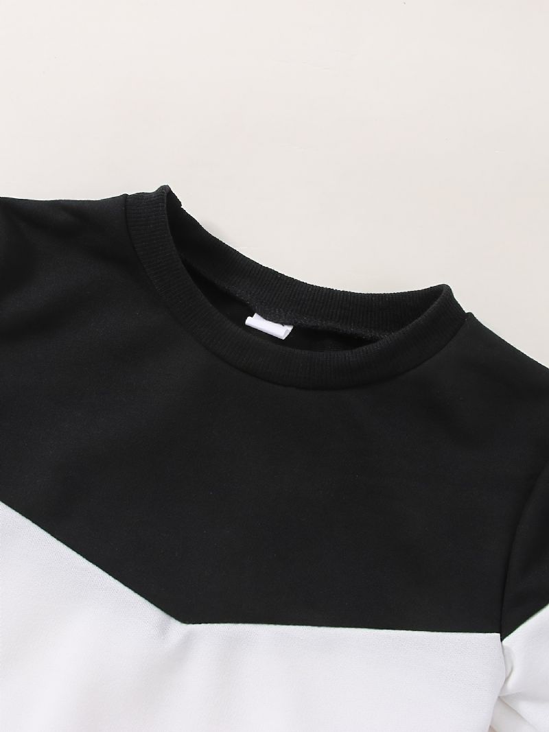 2ks Děťátko Chlapci Splicing Pullover S Kulatým Výstřihem Mikina A Kalhoty S Dlouhým Rukávem Dětské Oblečení