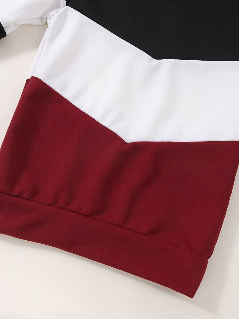 2ks Děťátko Chlapci Splicing Pullover S Kulatým Výstřihem Mikina A Kalhoty S Dlouhým Rukávem Dětské Oblečení