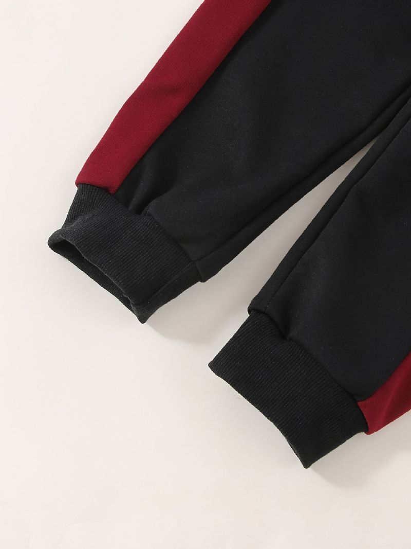 2ks Děťátko Chlapci Splicing Pullover S Kulatým Výstřihem Mikina A Kalhoty S Dlouhým Rukávem Dětské Oblečení