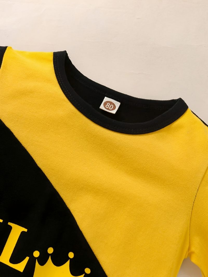 2ks Děťátko Chlapci Letter Print Pullover S Kulatým Výstřihem Mikina S Dlouhým Rukávem A Sestřihové Kalhoty Set Dětské Oblečení