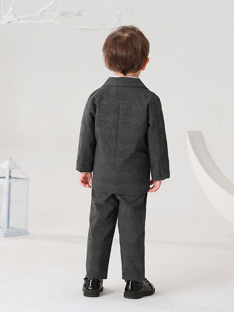 3ks Chlapecký Elegantní Termoblazer S Dlouhým Rukávem Bundou Kalhotami A Mašlí Na Zimní Párty Formální Příležitost