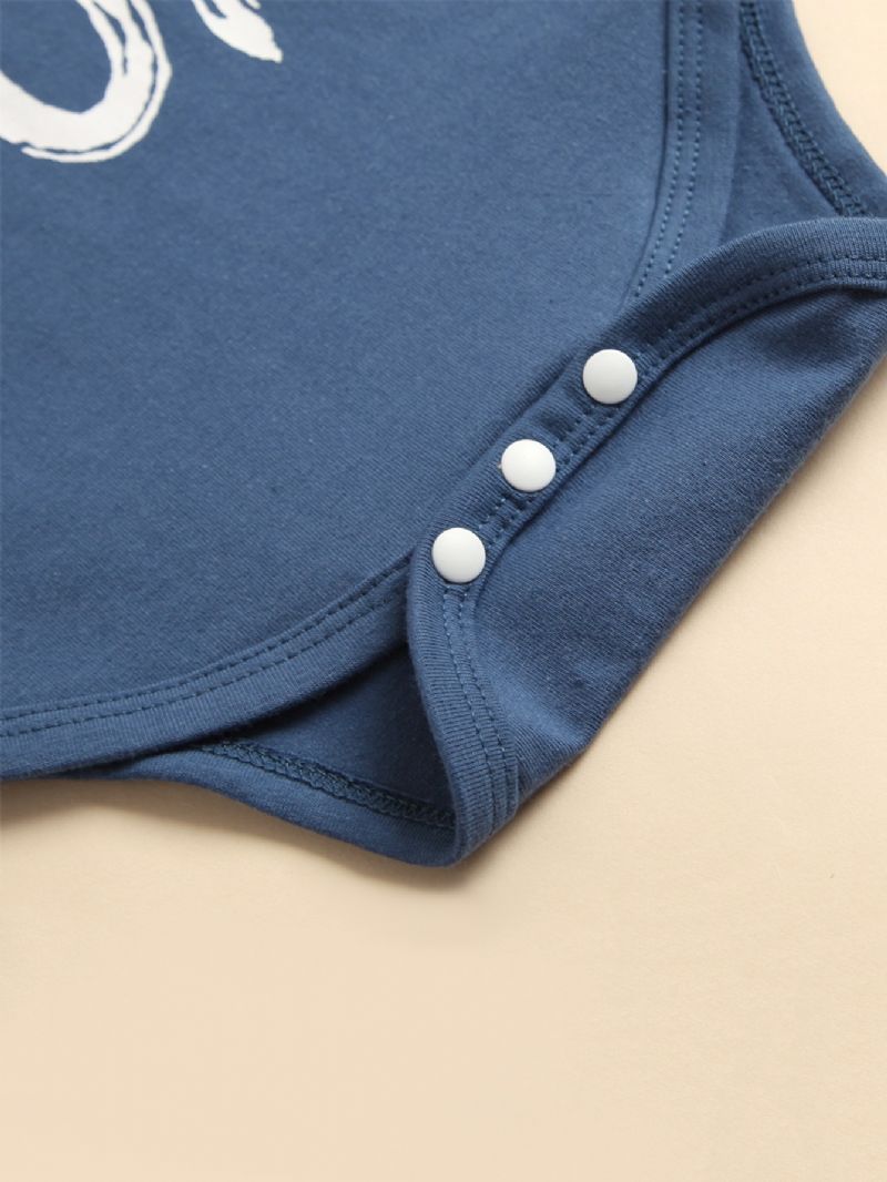 3ks Kalhoty S Dlouhým Rukávem A Kloboukem Pro Novorozence Chlapce Modrý Dopisní Tisk