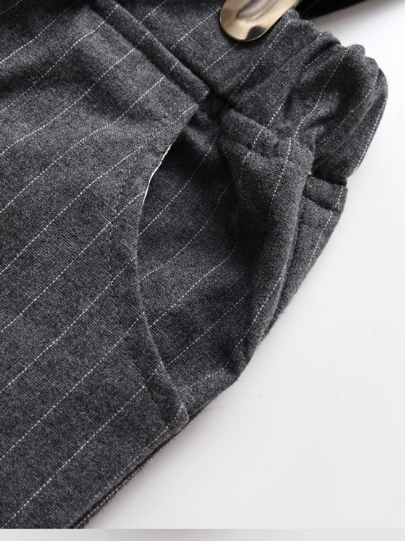 Batole Chlapci Gentleman Outfits Kostkovaná Košile S Motýlkem A Podvazkové Kalhoty Set Dětské Oblečení