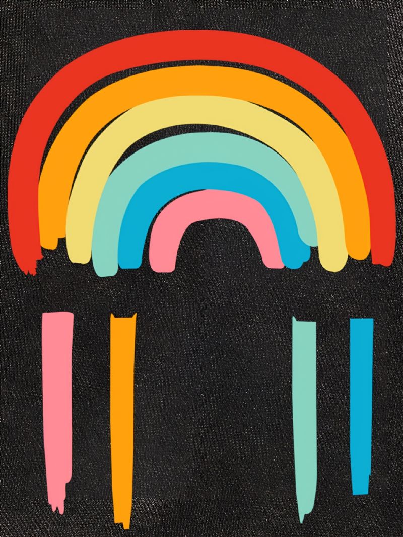 Batole Děťátko Rainbow Print Fleece Teplá Mikina Kalhoty Set Pro Kluky Dívky Podzim Zima