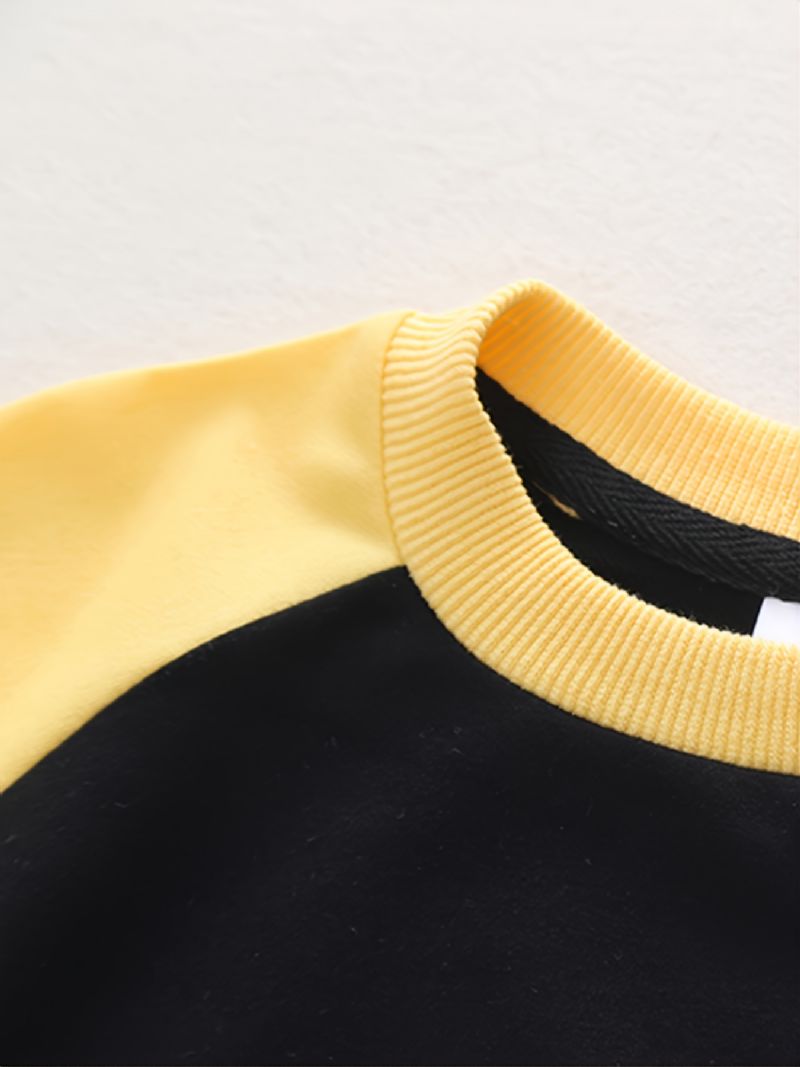 Chlapci Casual Colorblock Crew Výstřih Dlouhý Rukáv Mikiny Kalhoty Set Podzim Zima