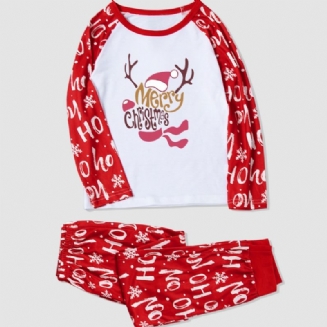 Chlapci Christmas 2 Letter Pattern Fawn Homewear Two Piece Set