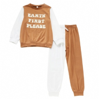 Chlapci Crew Neck Dlouhý Rukáv Top Kalhoty Set