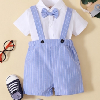 Chlapci Gentleman Bowknot Romper Body + Suspender Shorts Set Dětské Oblečení Na Jaro Podzim