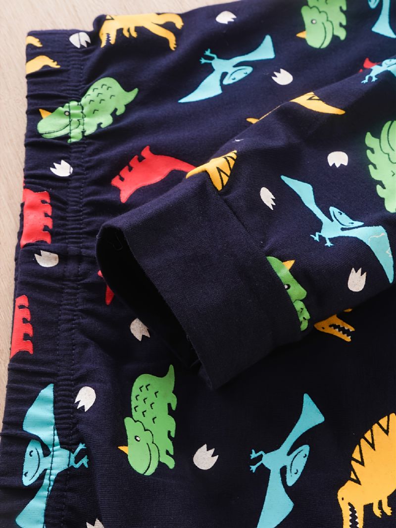 Chlapci Ležérní Roztomilý Dinosaurus S Potiskem Dlouhý Rukáv Top Kalhoty Crew 2ks Set