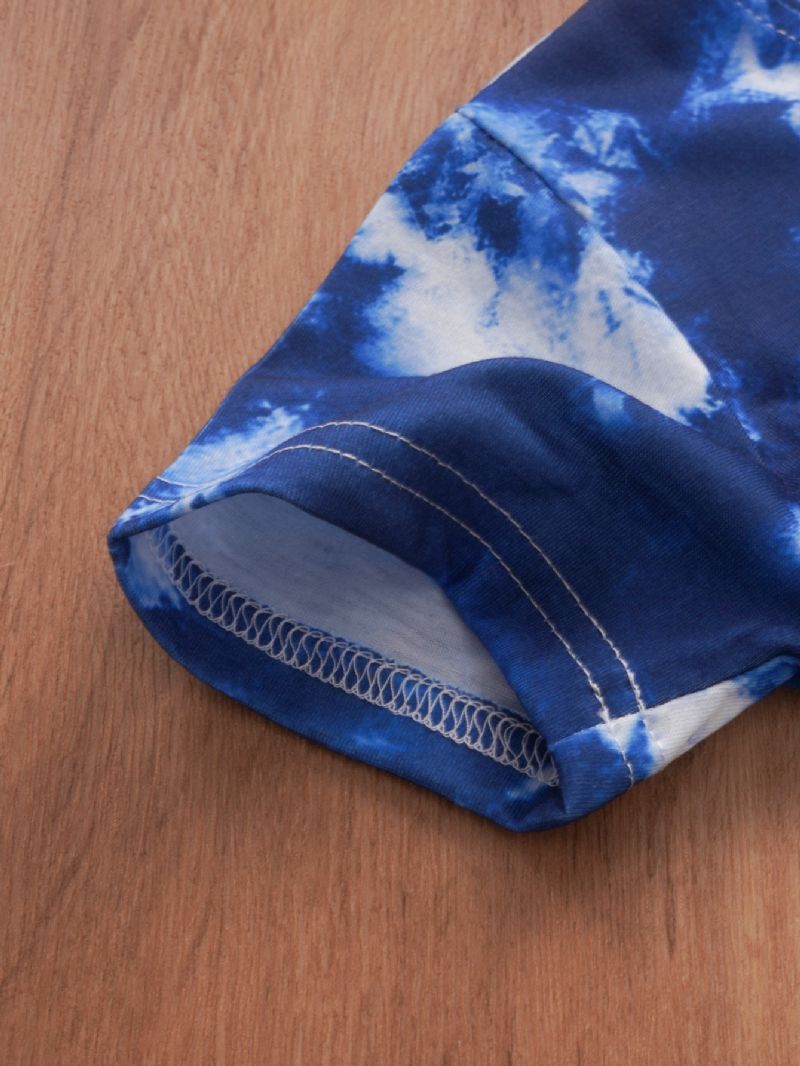 Chlapecká Kravata Dye Květinový Potisk Crop Sleeve Ležérní Dvoudílná Sada