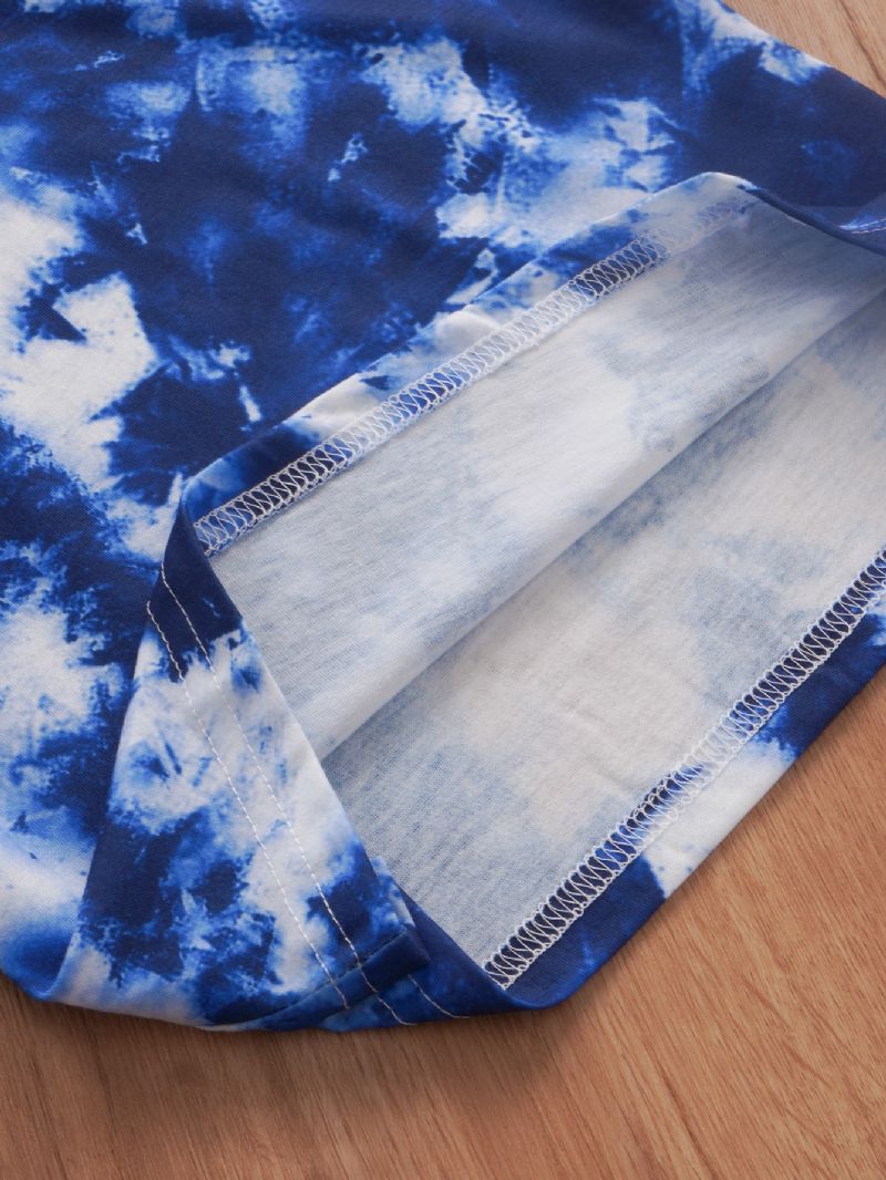 Chlapecká Kravata Dye Květinový Potisk Crop Sleeve Ležérní Dvoudílná Sada
