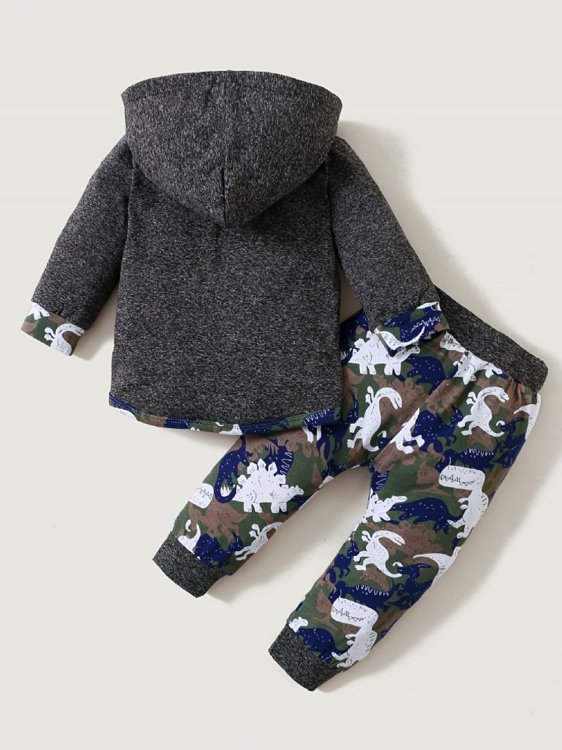 Chlapecká Mikina S Kapucí + Ladící Kalhoty Se Vzorem Dinosaura Pro Zimní Oblečení Pro Miminko