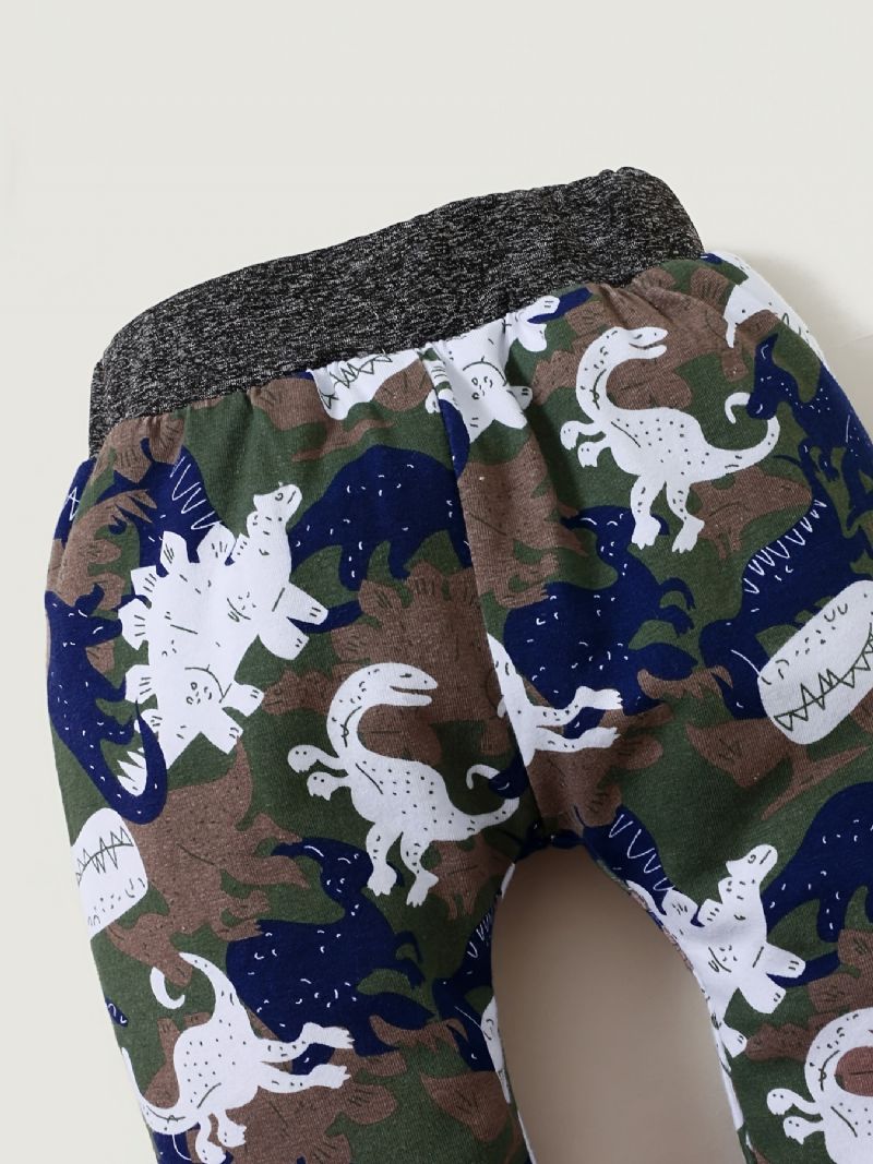 Chlapecká Mikina S Kapucí + Ladící Kalhoty Se Vzorem Dinosaura Pro Zimní Oblečení Pro Miminko