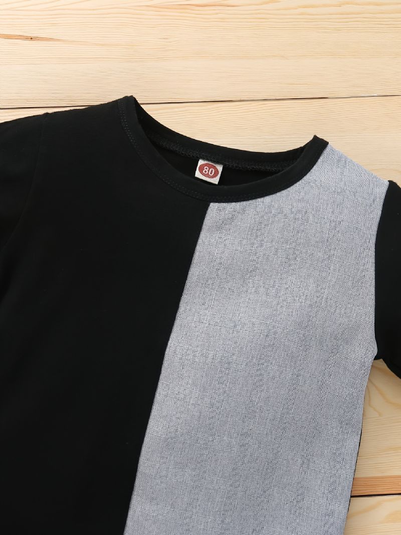 Chlapecká Patchworková Mikina + Kalhoty Set Oblečení Pro Miminko Black Grey