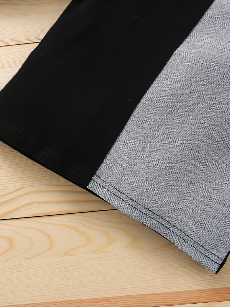 Chlapecká Patchworková Mikina + Kalhoty Set Oblečení Pro Miminko Black Grey
