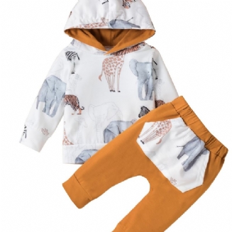 Chlapecká Sada Mikiny + Kalhot Se Zvířecím Potiskem Oblečení Pro Miminko