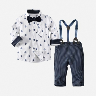 Chlapecké Formální Gentleman Sety Set Košile S Dlouhým Rukávem A Podvazkové Kalhoty
