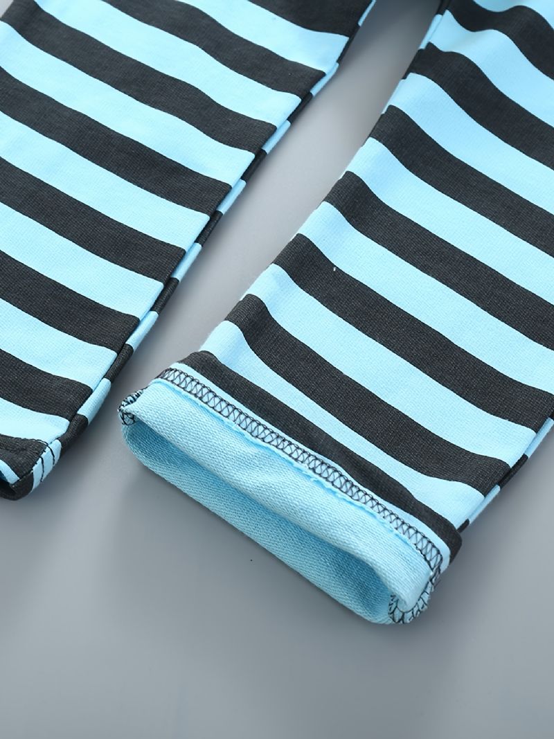 Chlapecký Color Block Top S Kulatým Výstřihem A Dlouhým Rukávem + Sada Pruhovaných Kalhot Dětské Oblečení