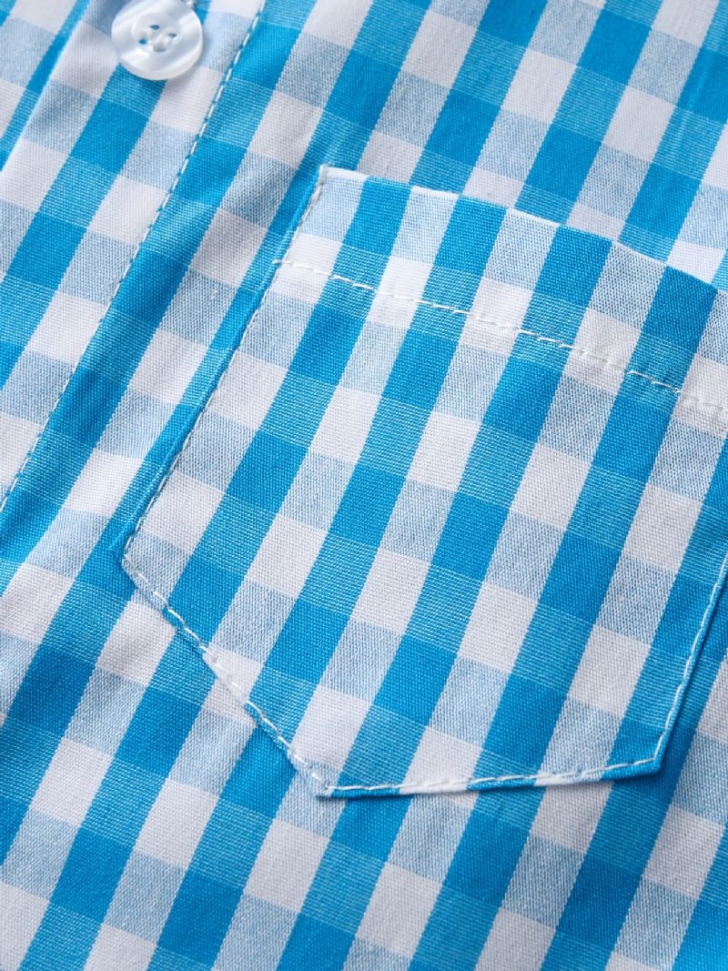 Chlapecký Gentleman Outfit Kostkovaná Košile S Dlouhým Rukávem S Motýlkem A Podvazkovými Kalhotami Set Oblečení