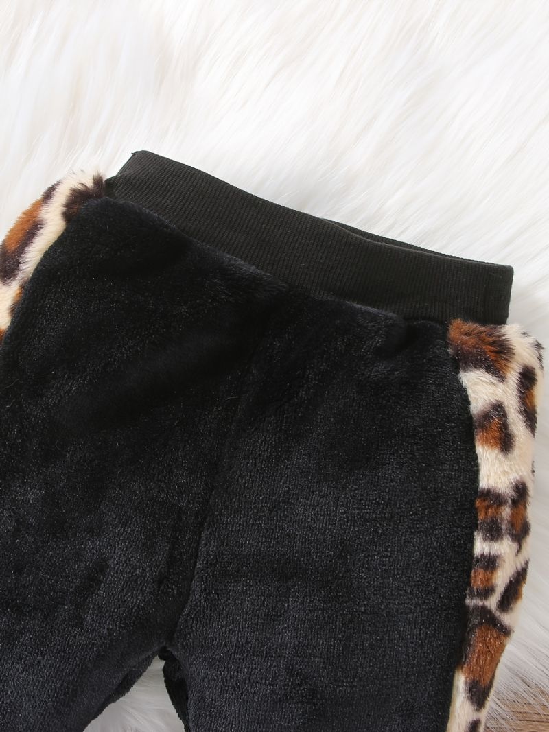 Chlapecký Ležérní Fleecový Termo Leopardí Potisk Top & Kalhoty S Kapucí Na Zimu