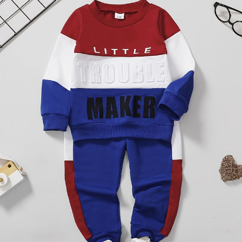 Chlapecký Ležérní Oblek Color Block Dlouhé Rukávy Kalhoty Set