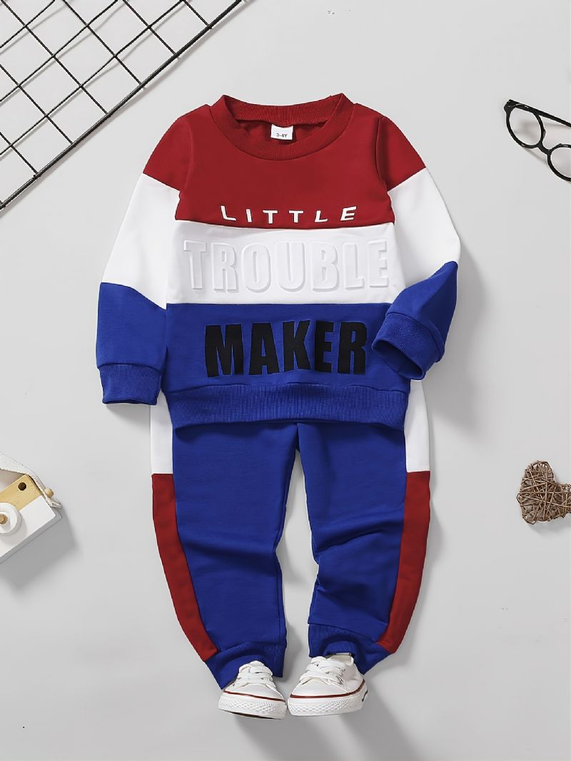 Chlapecký Ležérní Oblek Color Block Dlouhé Rukávy Kalhoty Set