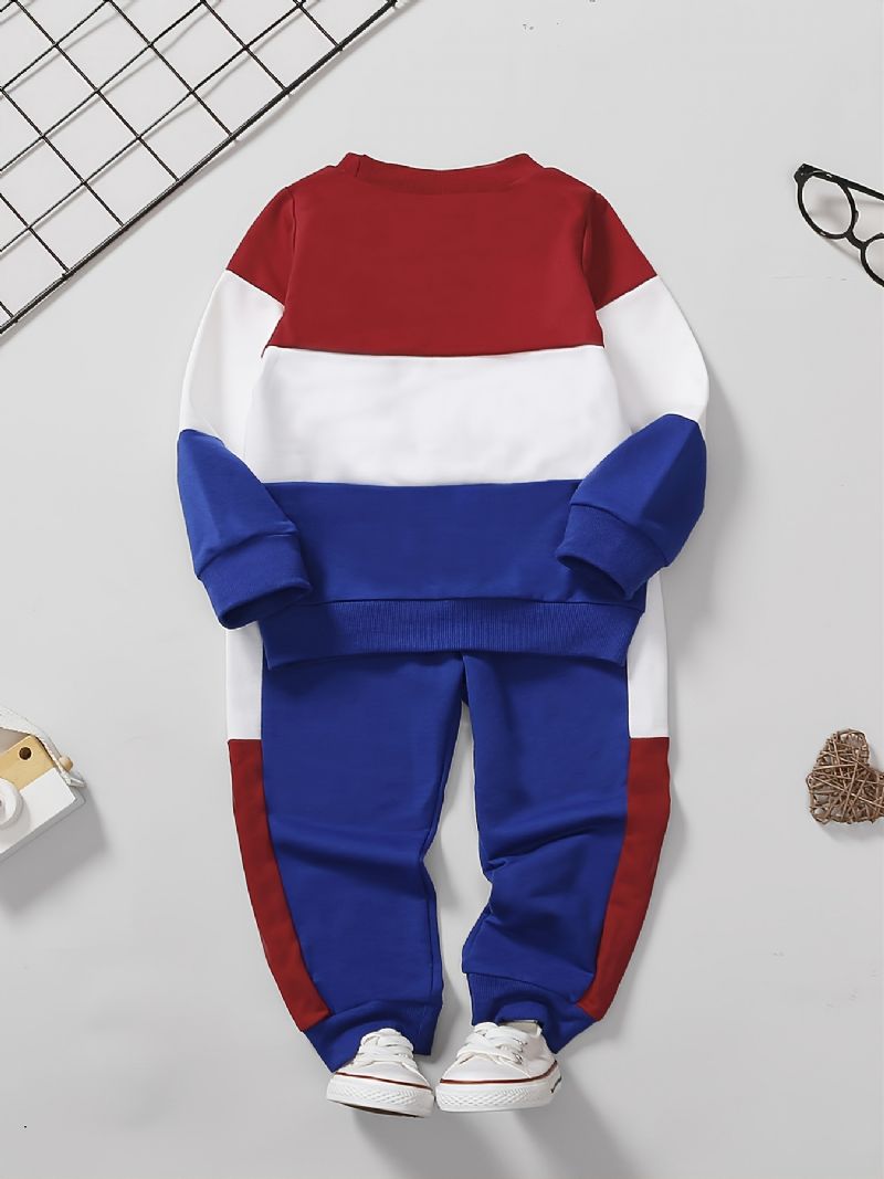 Chlapecký Ležérní Oblek Color Block Dlouhé Rukávy Kalhoty Set
