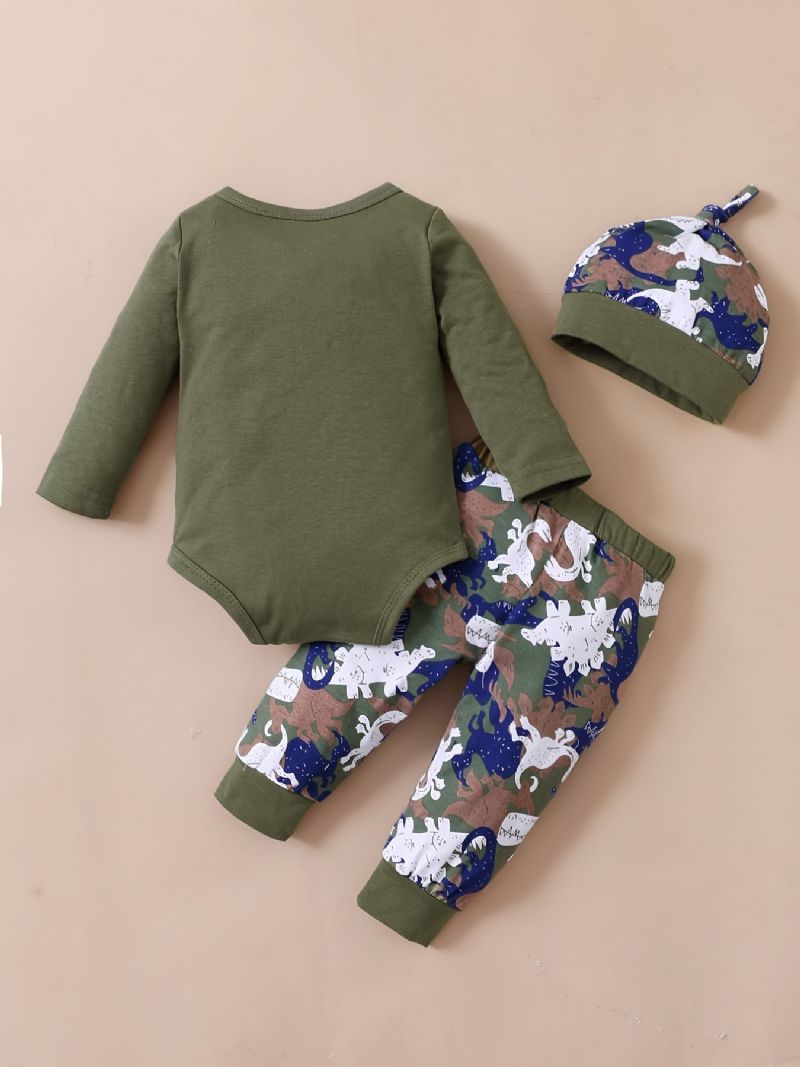 Chlapecký Overal S Dlouhým Rukávem + Kalhoty Set Dětské Oblečení Dinosaur Print