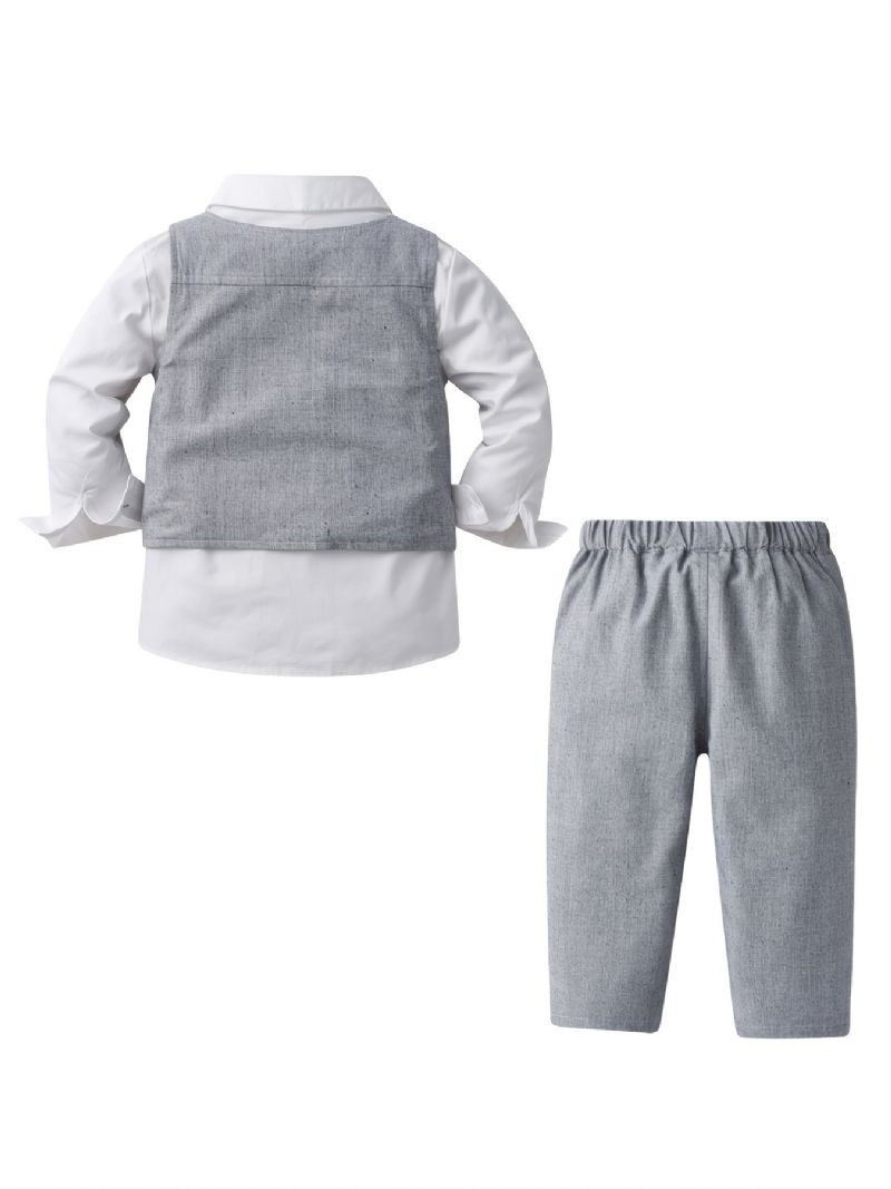 Chlapecký Pánský Outfit Košile S Dlouhým Rukávem Vesta A Kalhoty S Mašlí