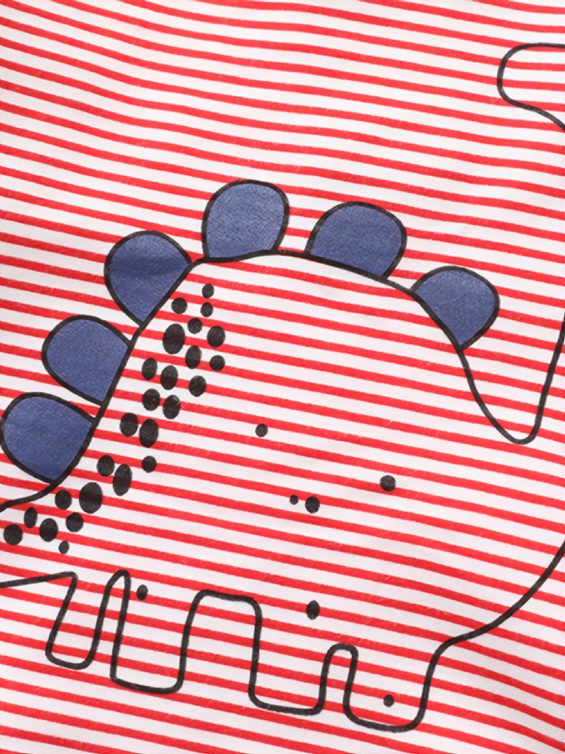 Chlapecký Tištěný Dinosauří Barevný Blok Pruhovaný Crew Neck Dlouhý Rukáv Kalhoty Set Podzim Zima