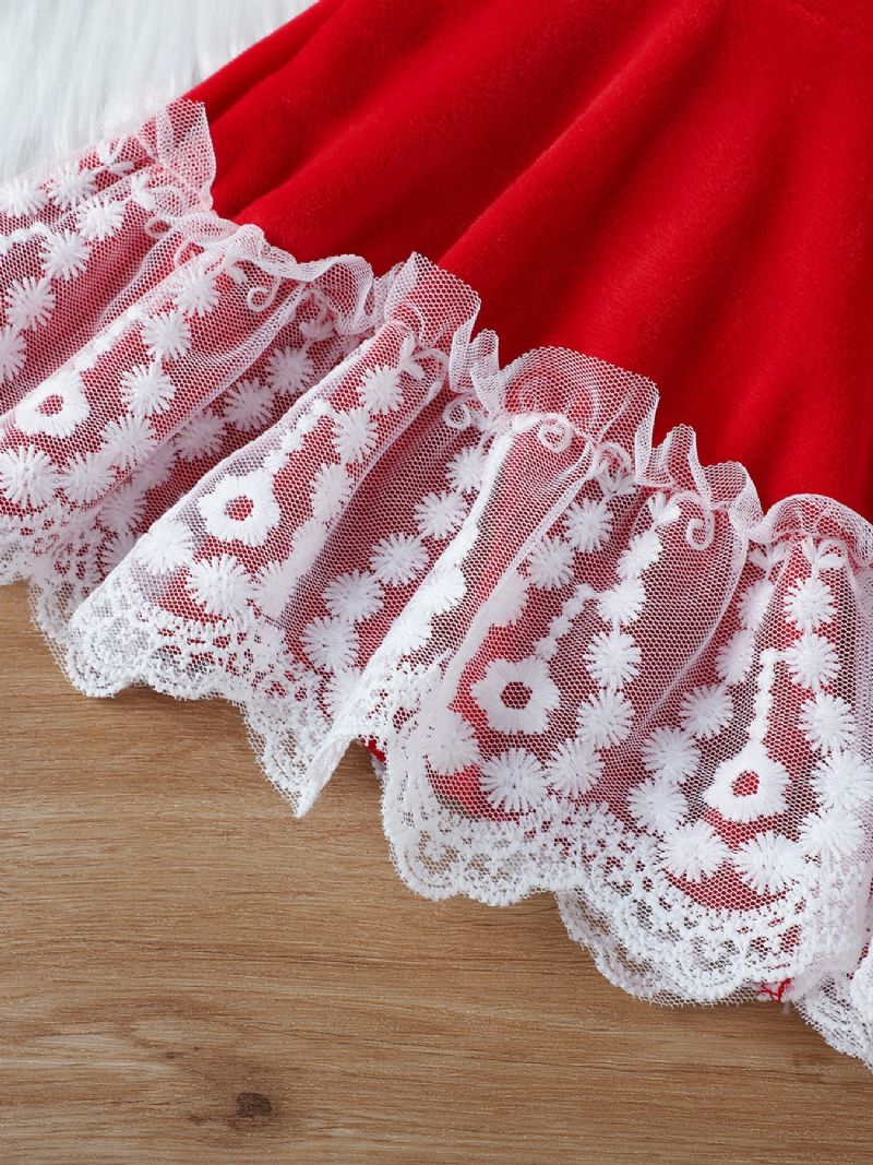 Dívčí Krajkové Podvazky Top + Odpovídající Rozšířené Kalhoty S Krajkovým Dekorem Dětské Oblečení Na Vánoce Čínský Nový Rok