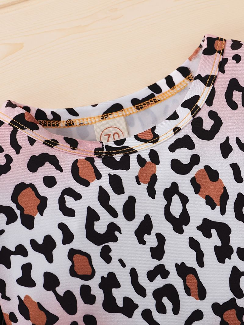 Dívčí Leopardí Overal A Pevné Kalhoty A Čelenka Set Oblečení Pro Miminka