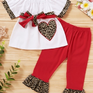 Dívčí Leopardí Vzor Top + Rozšířené Kalhoty Sada Dětského Oblečení Na Vánoce Čínský Nový Rok