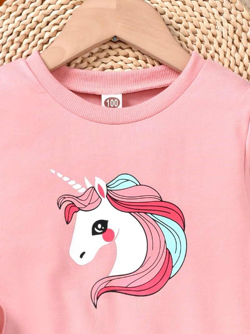 Dívčí Mikina S Dlouhým Rukávem Unicorn Trim + Tepláky S Barevným Blokem Pro Zimní Dětské Oblečení