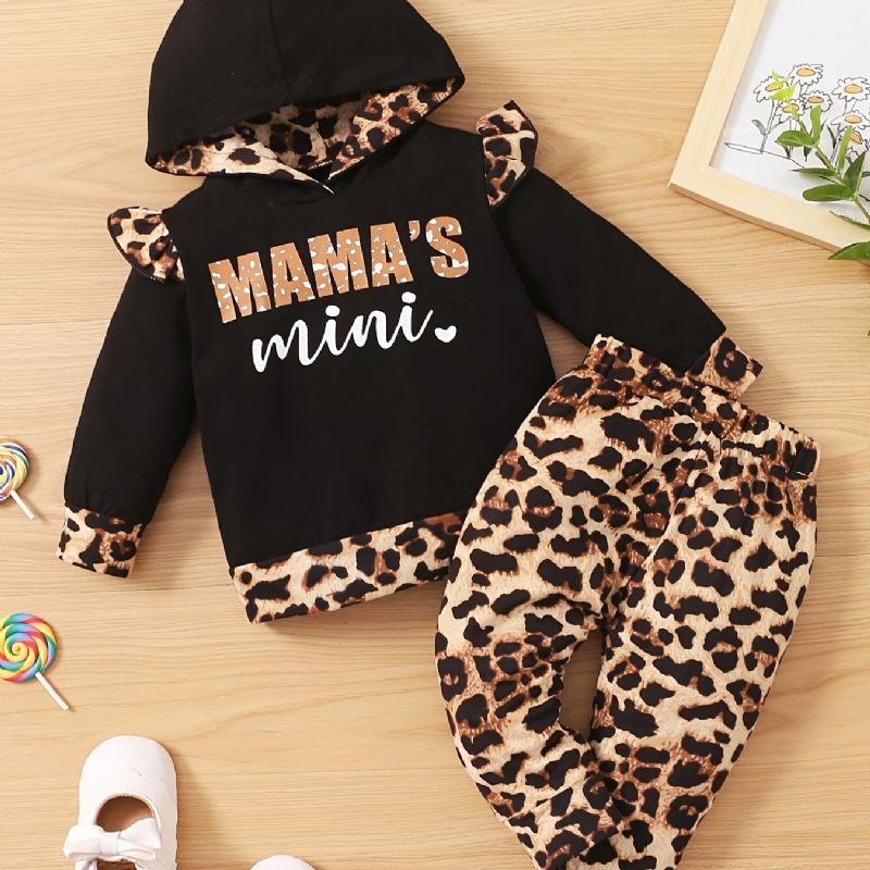 Dívčí Mikina S Kapucí A Ladící Kalhoty S Leopardím Vzorem Pro Zimní Oblečení Pro Miminko