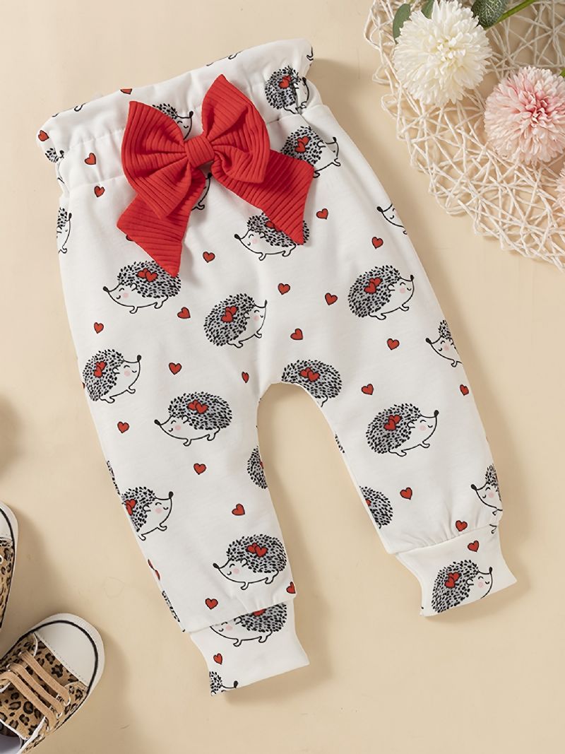 Dívčí Ruffle Dlouhý Rukáv + Potisk Kalhoty Set Body Oblečení Pro Miminko
