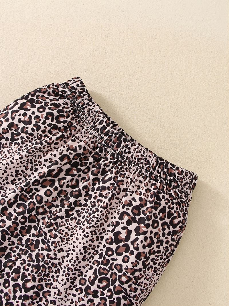 Dívčí Top A Leopardí Kalhoty S Potiskem Ve Tvaru Srdce S Kulatým Výstřihem A Dlouhým Rukávem
