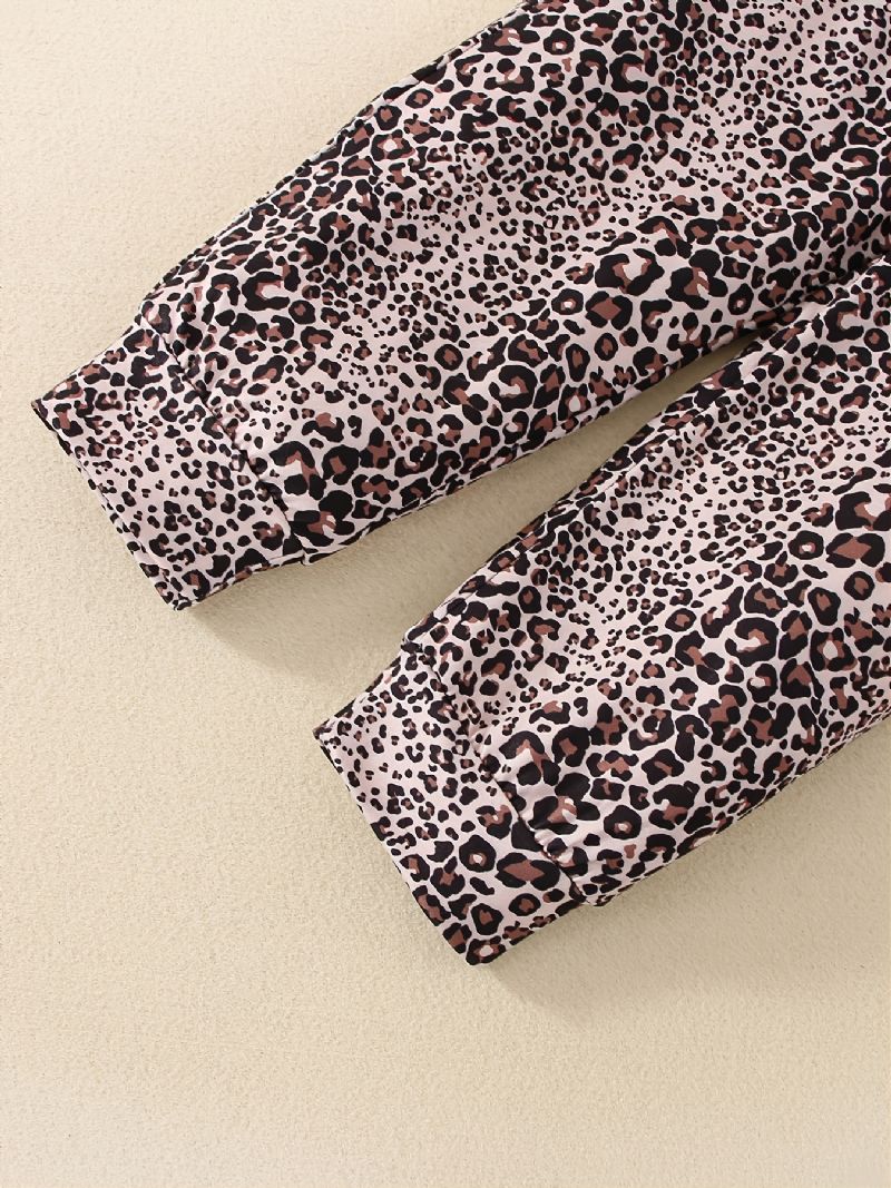 Dívčí Top A Leopardí Kalhoty S Potiskem Ve Tvaru Srdce S Kulatým Výstřihem A Dlouhým Rukávem