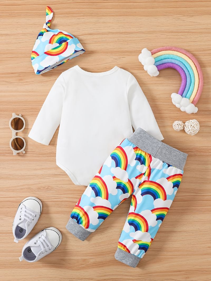 Děťátko Chlapci Dívčí Body A Kalhoty A Čepice S Logem Rainbow Oblečení Pro Miminko Soupravy Výbavičky Pro Miminka