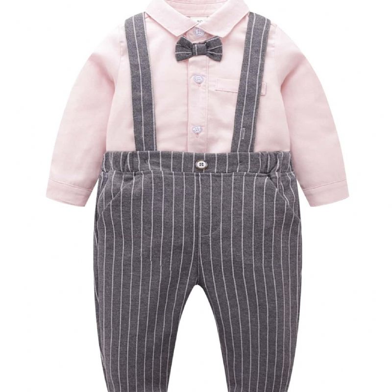 Děťátko Chlapci Gentleman Obleky S Dlouhým Rukávem Košile S Podvazkem Kostkované Kalhoty Pro Chlapce Batolata